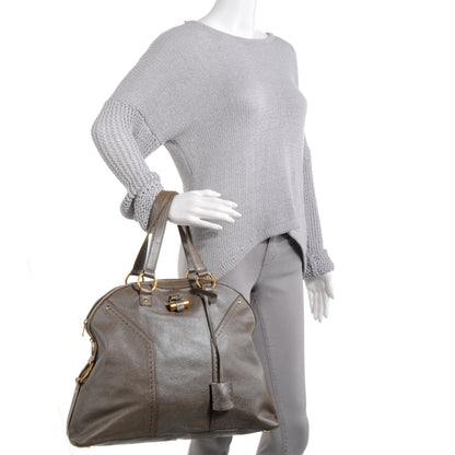 Saint Laurent Leather Oversized Muse Pewter 2 of 9