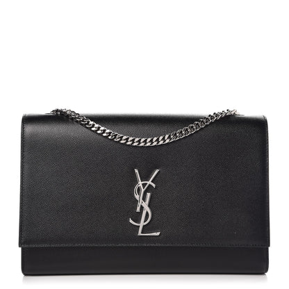 Saint Laurent Grain De Poudre Large Classic Monogram Kate Satchel Black 1 of 7