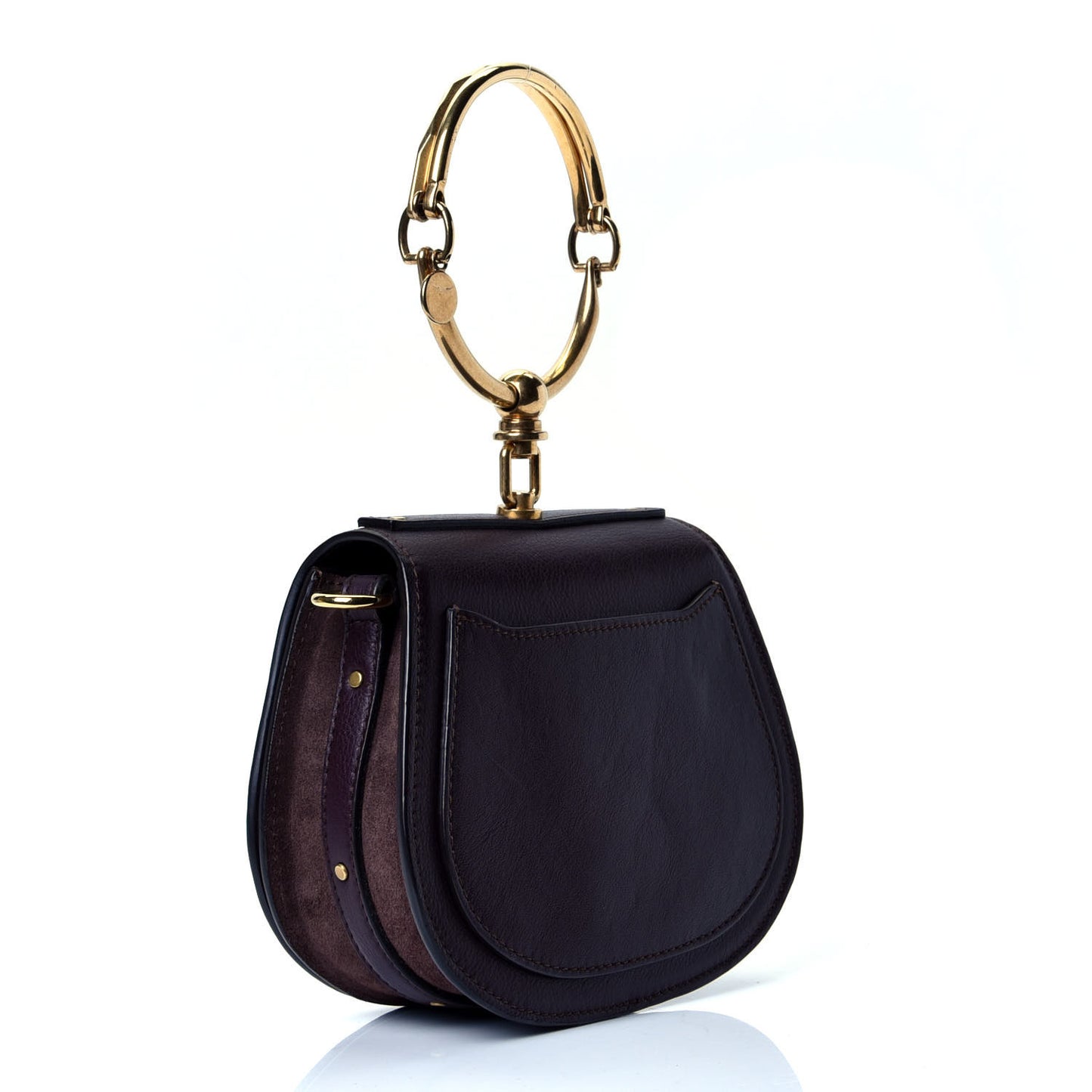Calfskin Suede Small Nile Bracelet Bag Carbon Brown
