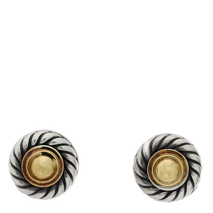 David Yurman Sterling Silver 14K Yellow Gold Cookie Earrings 1 of 4