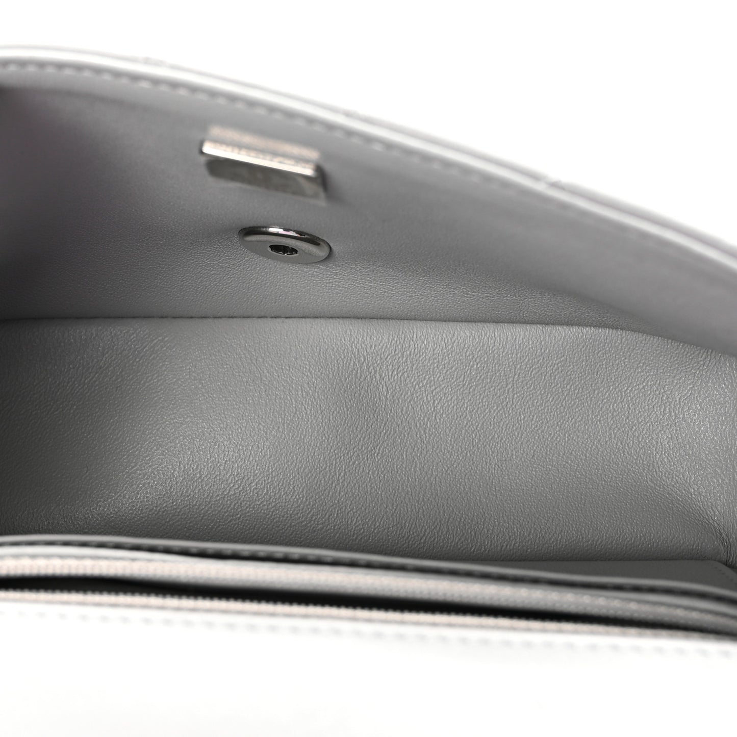 Lambskin Quilted Mini Rectangular Flap Grey