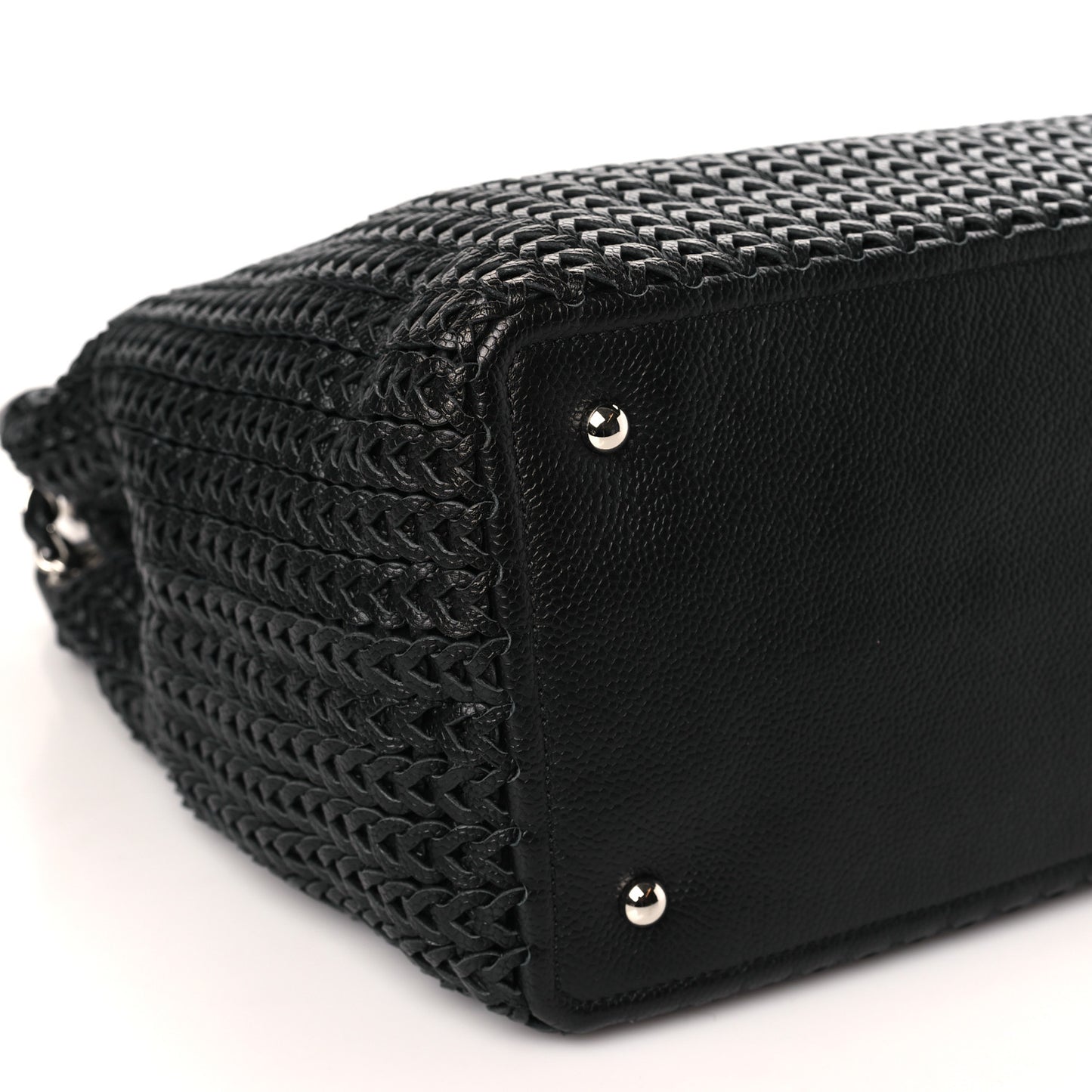 Calfskin Braided CC Tote Black