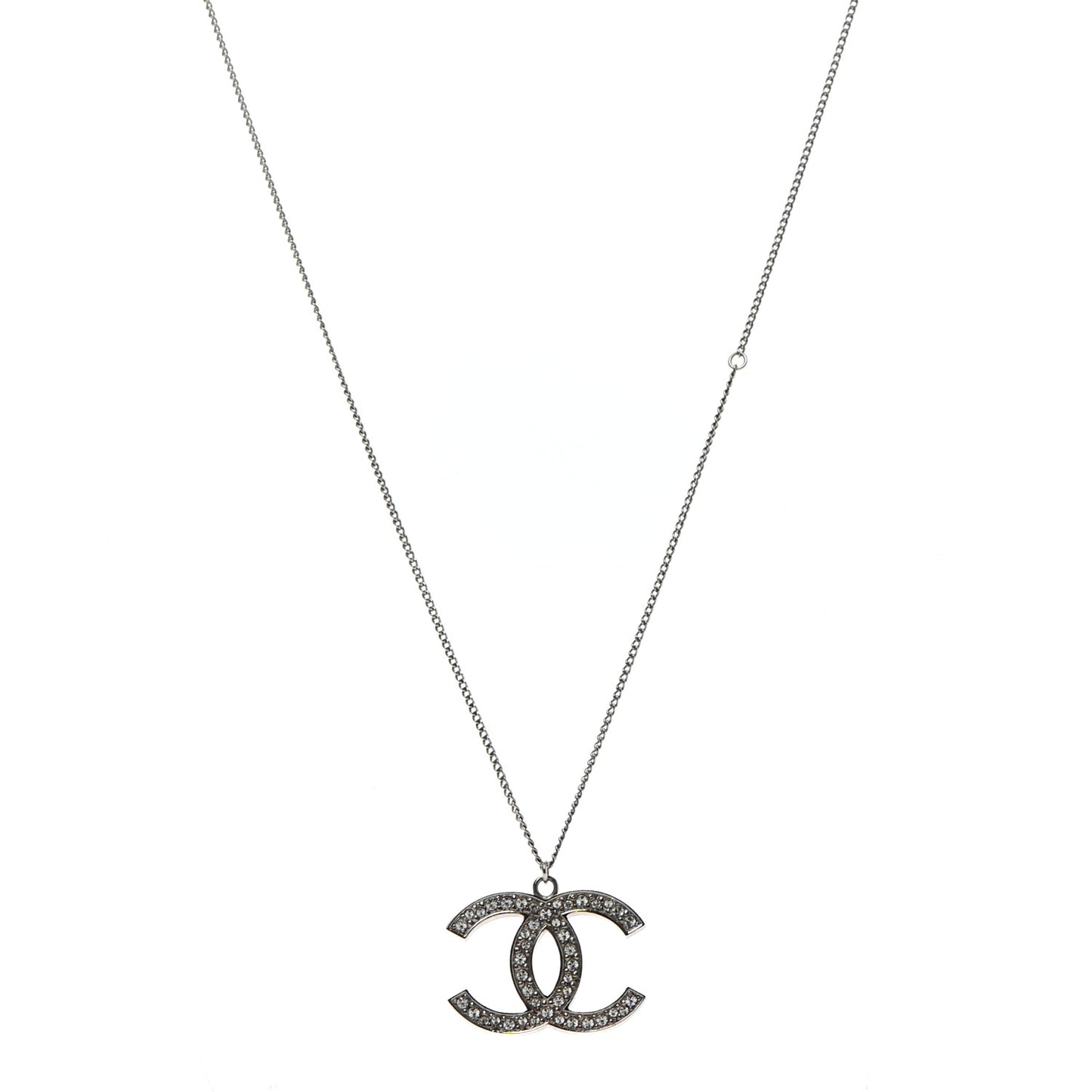 Crystal Large CC Necklace Silver