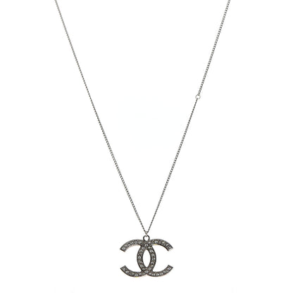 Chanel Crystal Large CC Necklace Silver 1 of 5