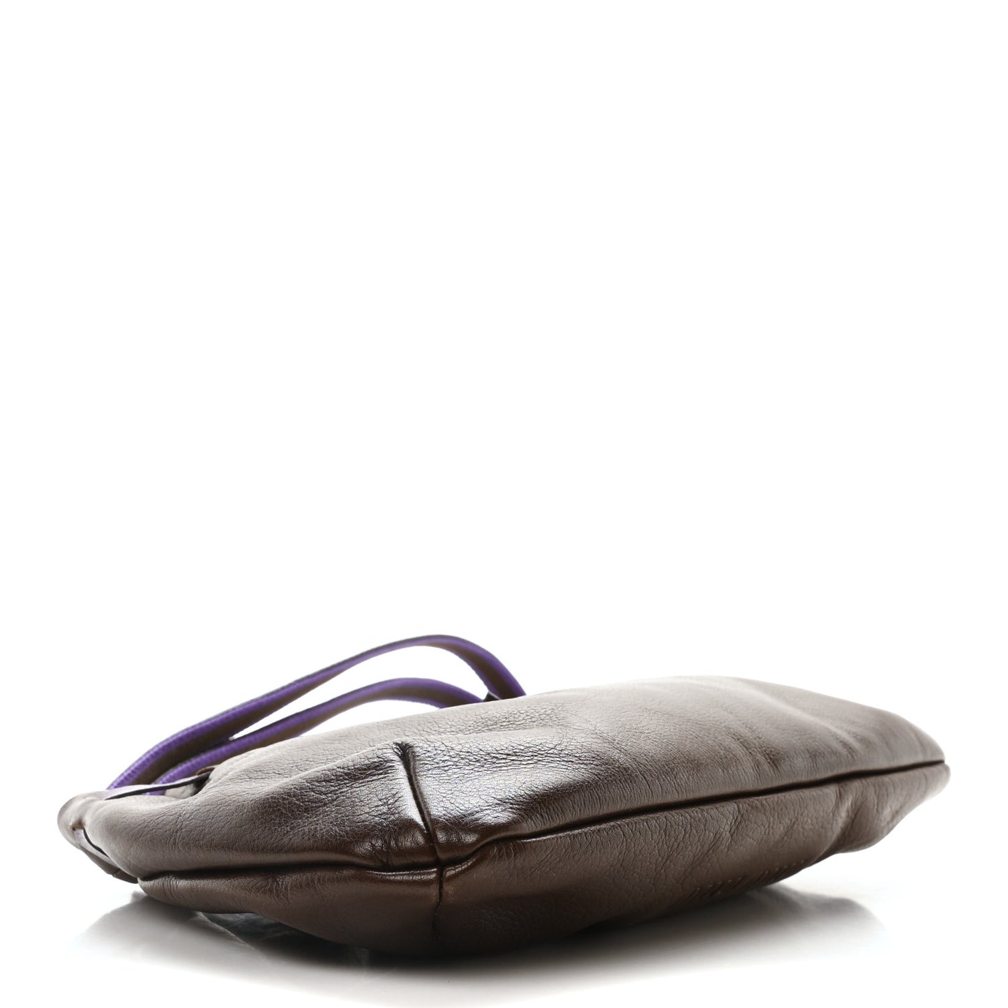 Goatskin Madras Bow Mini Pouch Brown Purple