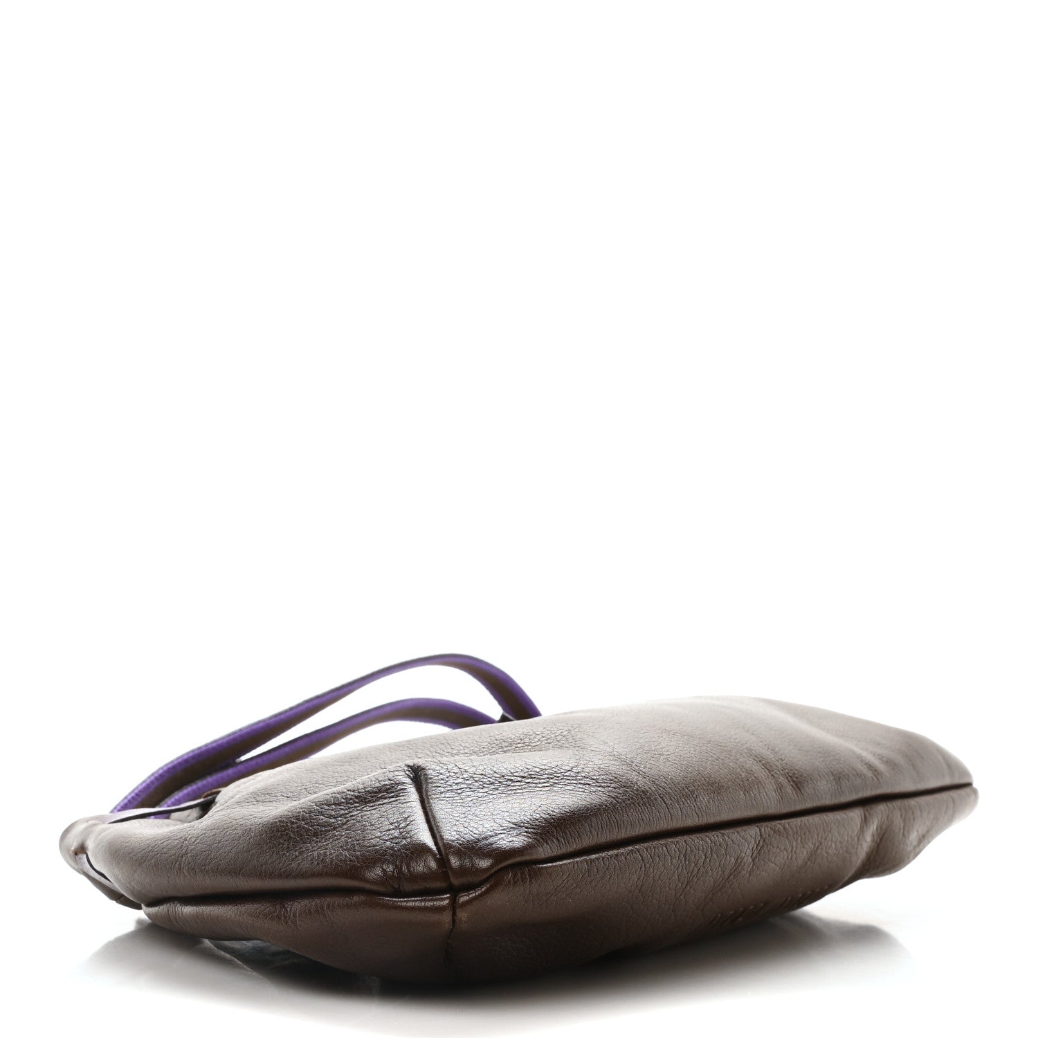 Miu Miu Goatskin Madras Bow Mini Pouch Brown Purple 4 of 9