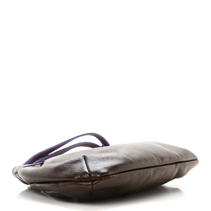 Miu Miu Goatskin Madras Bow Mini Pouch Brown Purple 4 of 9