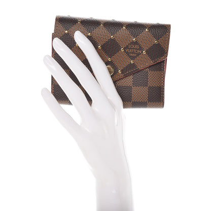 Louis Vuitton Damier Ebene Studded Victorine Wallet Cherry 3 of 8