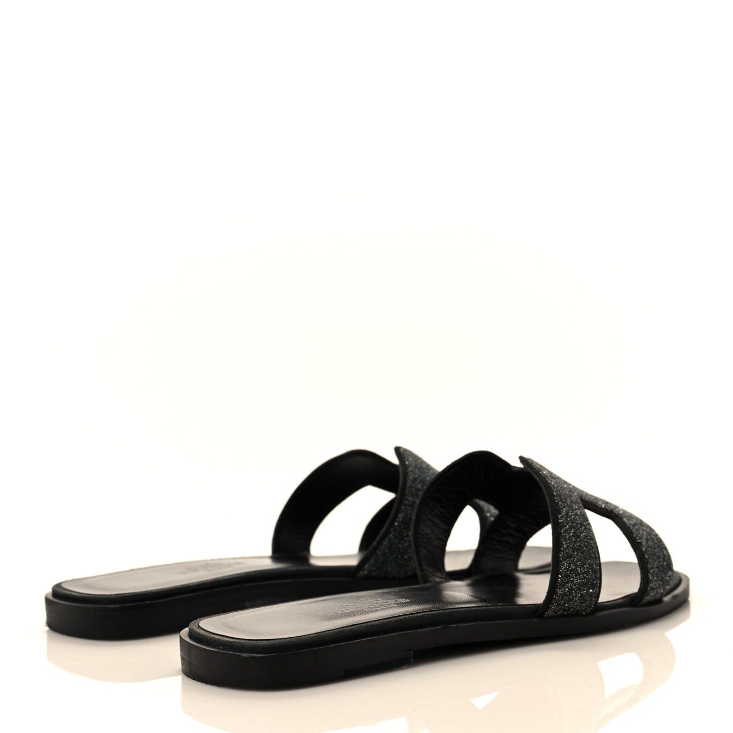 Suede Goatskin Crystal Powder Oran Sandals 35.5 Black