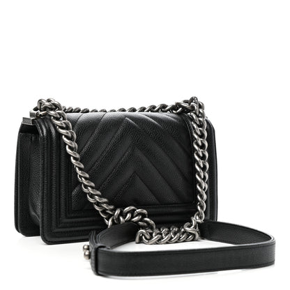 Chanel Caviar Chevron Quilted Small Boy Flap Black 3 of 10