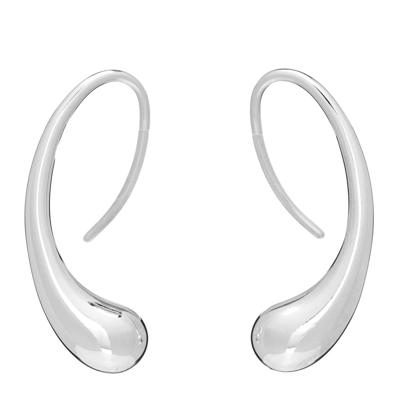 Tiffany Sterling Silver Elsa Peretti Teardrop Hoop Earrings 1 of 4