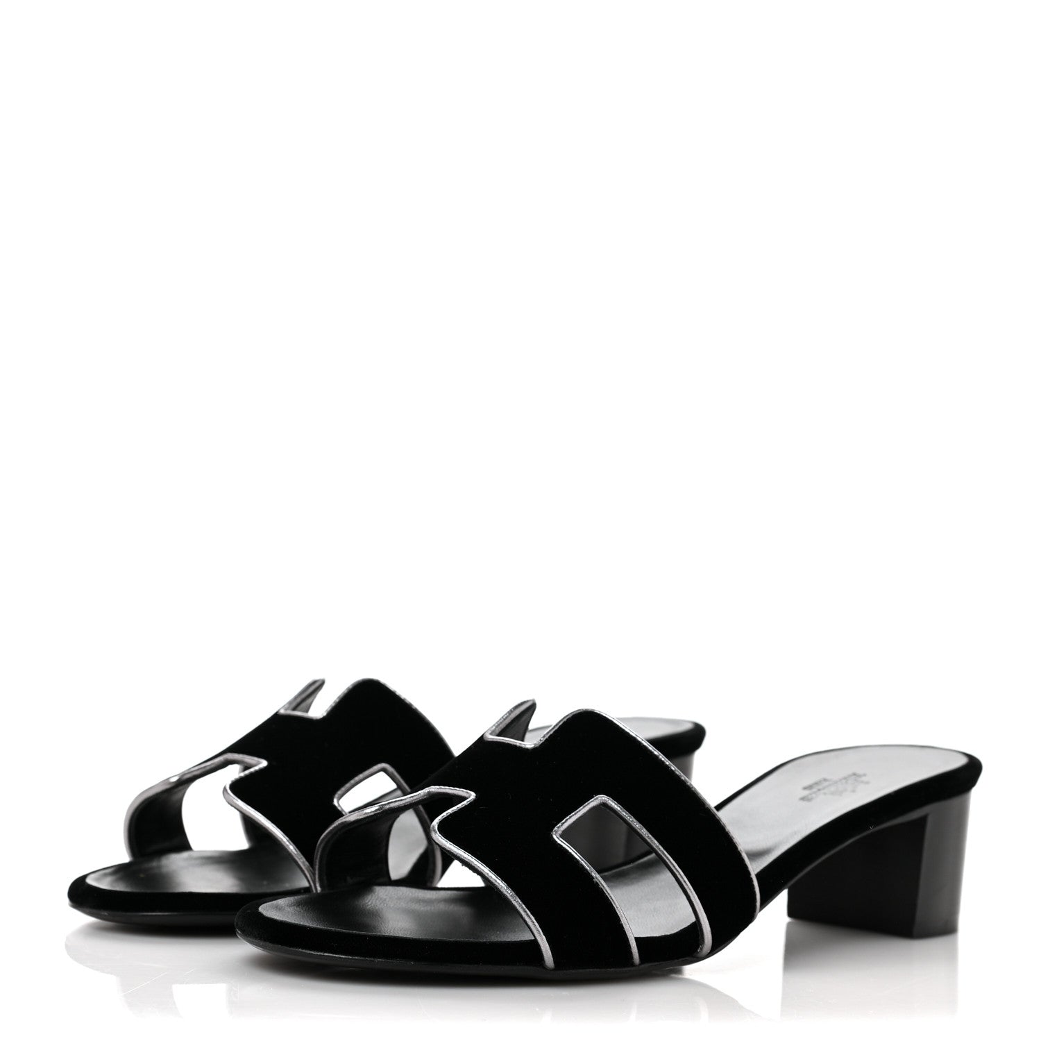 Hermes Velvet Nappa Oasis Sandals 37.5 Argent Vieilli 3 of 10