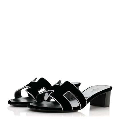 Hermes Velvet Nappa Oasis Sandals 37.5 Argent Vieilli 3 of 10