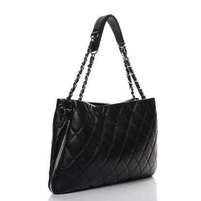 Chanel Caviar Quilted Expandable Zip Shoulder Bag Black 3 of 7