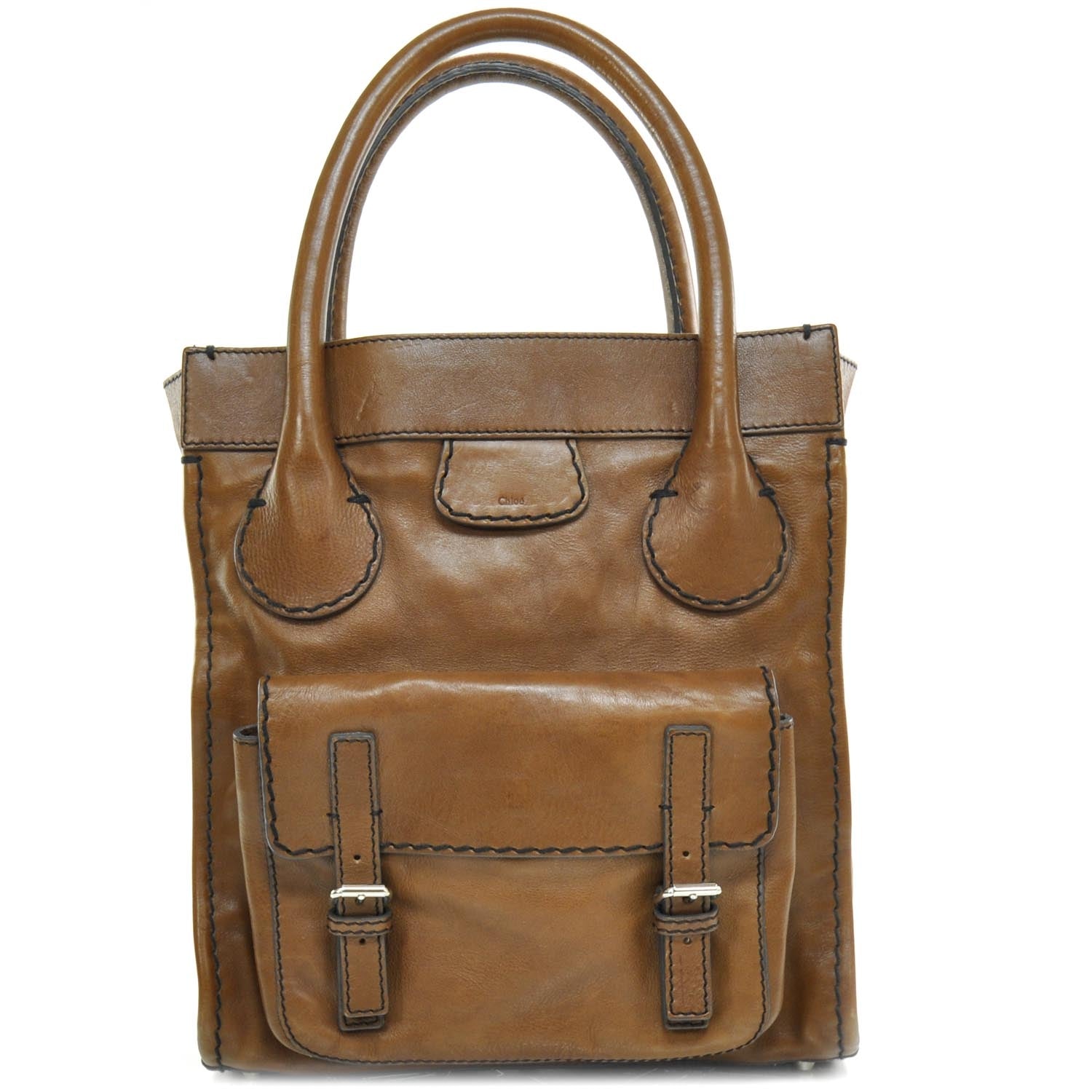 Chloe Leather Edith Satchel Brown 1 of 9