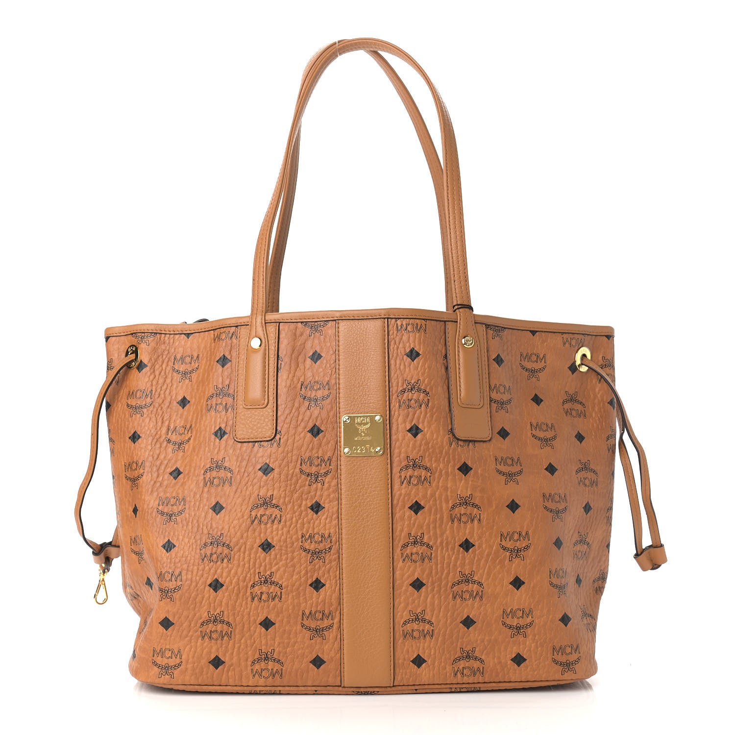 MCM Visetos Medium Liz Reversible Shopper Tote Cognac 3 of 14