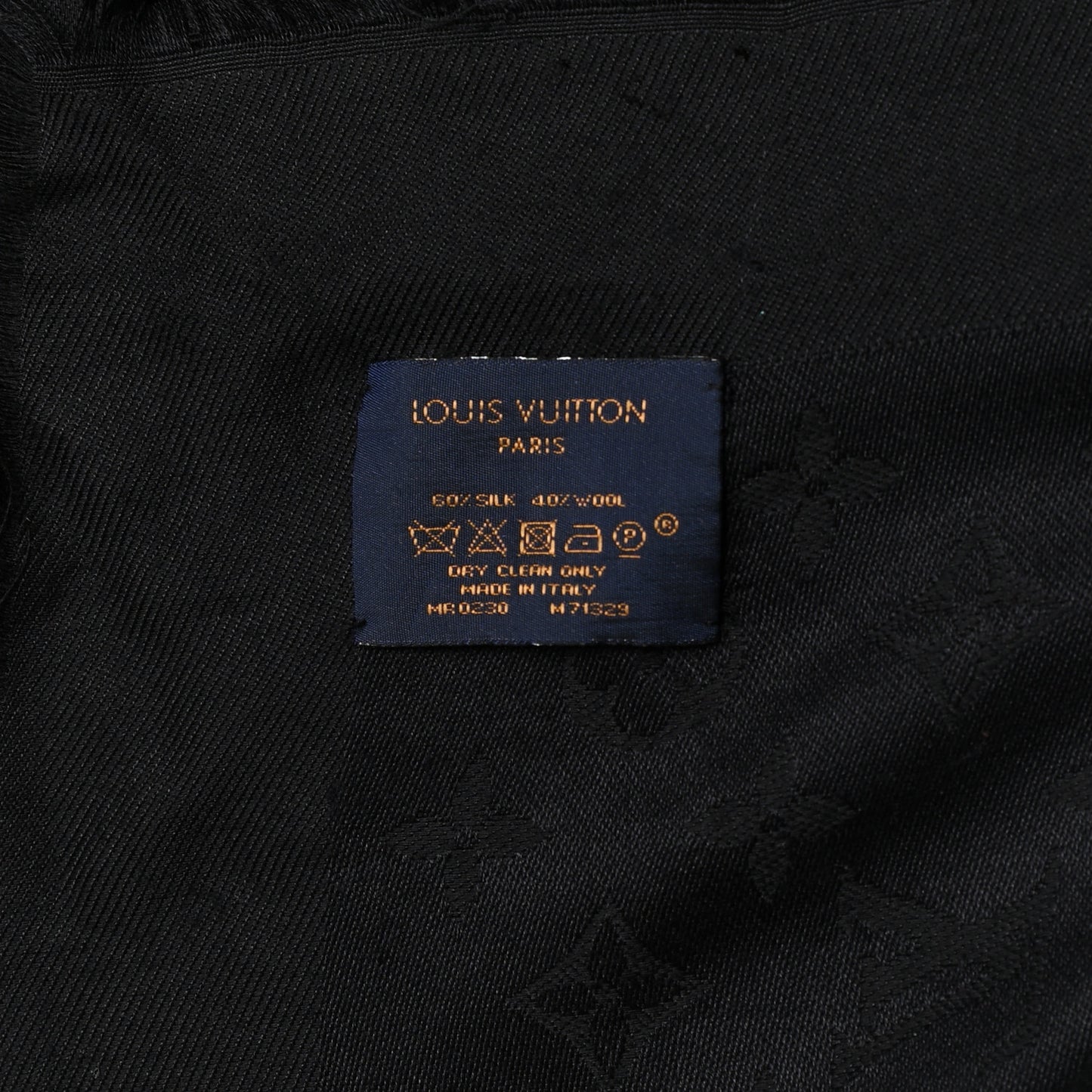 Silk Wool Monogram Shawl Black