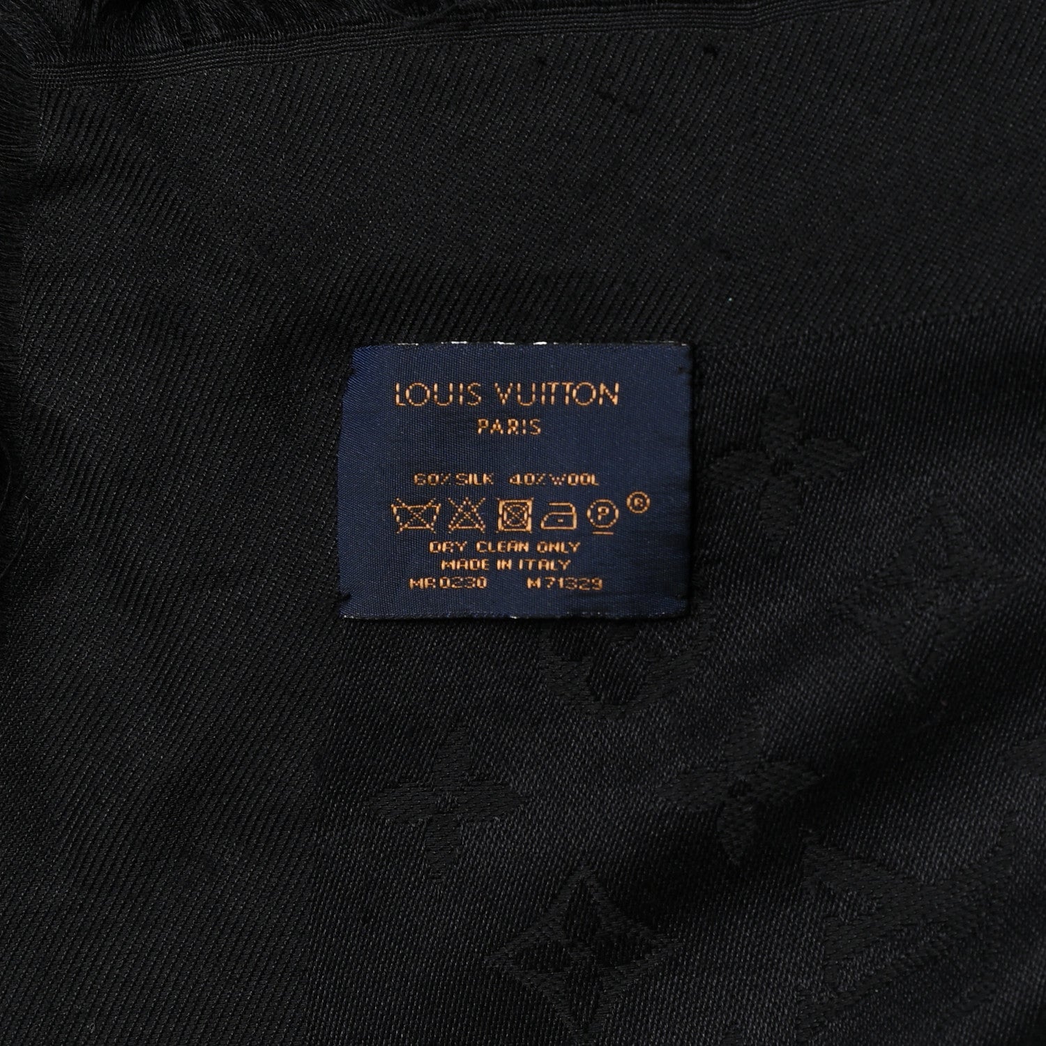Louis Vuitton Silk Wool Monogram Shawl Black 5 of 5