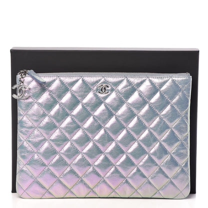 Chanel Iridescent Crumpled Lambskin Medium Cosmetic Case Light Blue 8 of 8