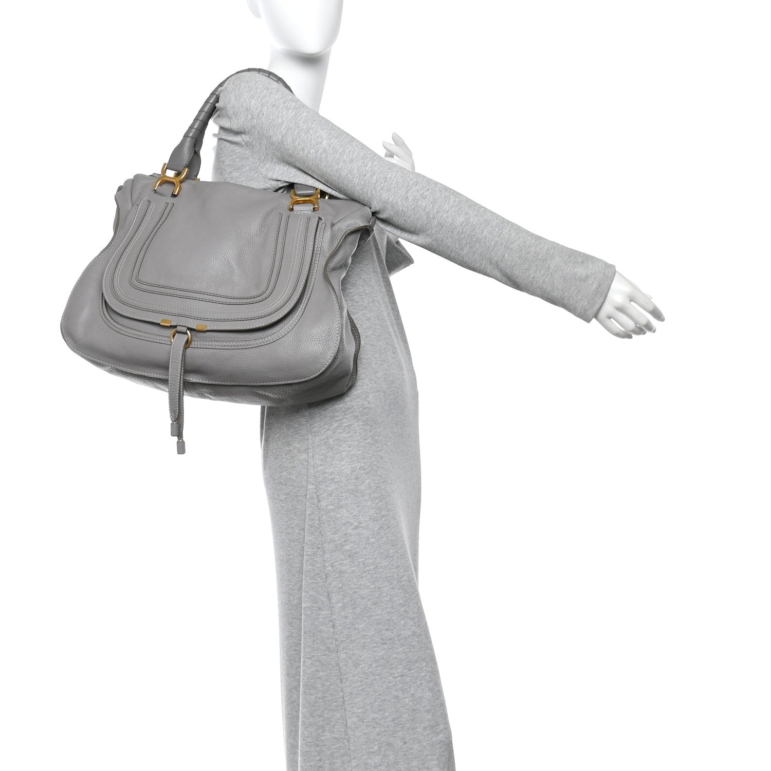 Chloe Calfskin Large Marcie Satchel Cashmere Grey 3 of 10