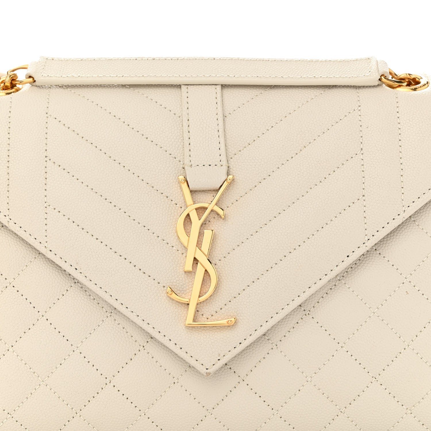Saint Laurent Grain De Poudre Textured Mixed Matelasse Medium Triquilt Monogram Satchel Crema Soft 7 of 10