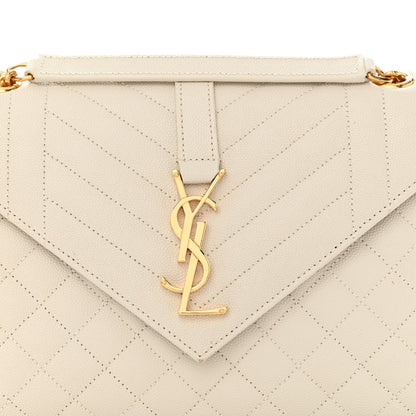 Saint Laurent Grain De Poudre Textured Mixed Matelasse Medium Triquilt Monogram Satchel Crema Soft 7 of 10