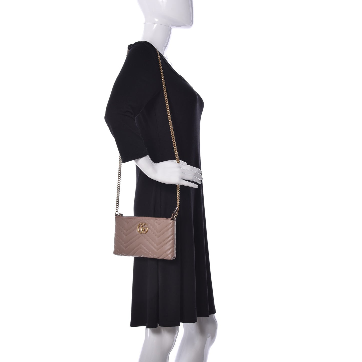 Calfskin Matelasse Mini GG Marmont Chain Bag Porcelain Rose