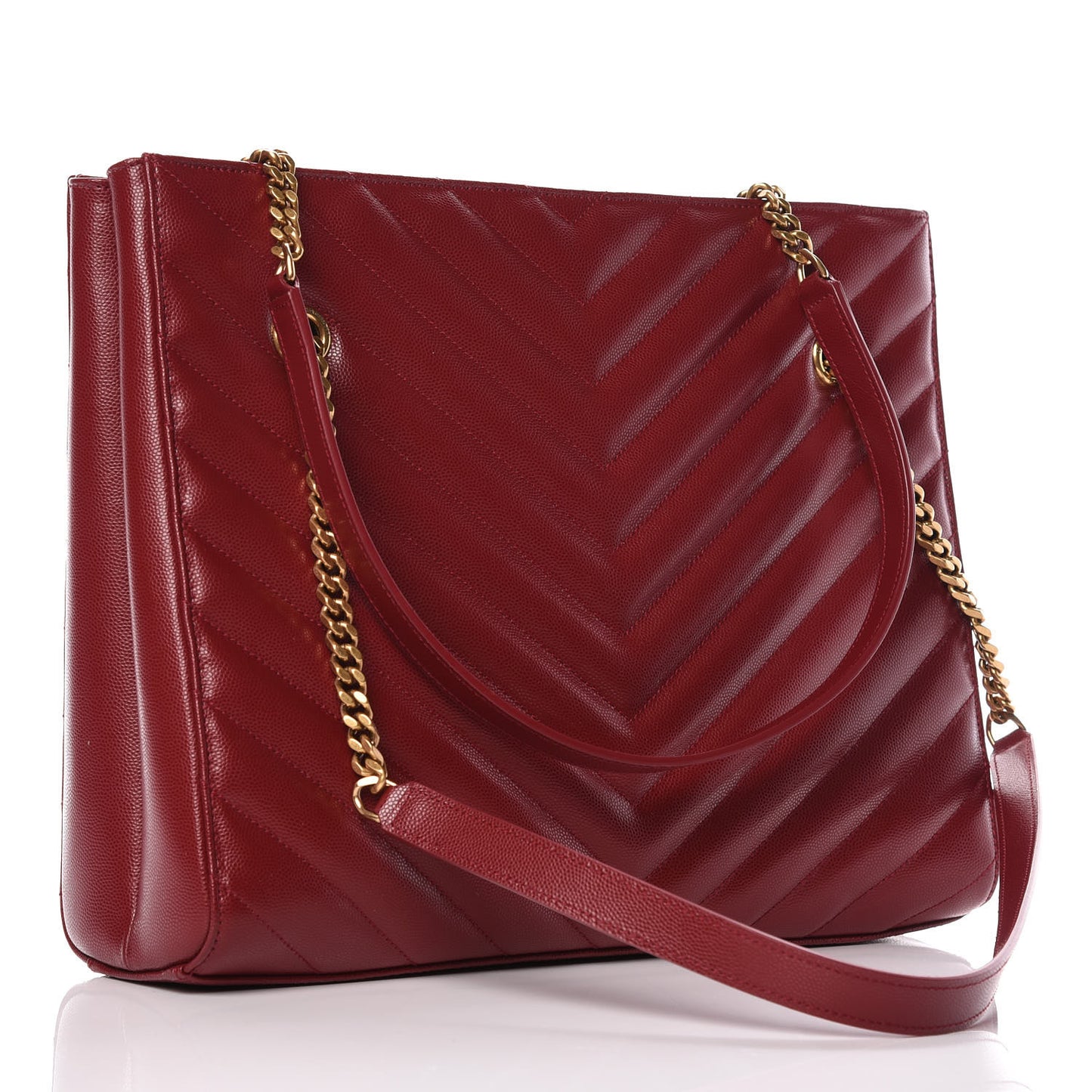 Grain de Poudre Matelasse Chevron Medium Tribeca Shopping Bag Garnet