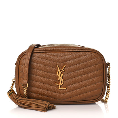 Saint Laurent Grain De Poudre Matelasse Monogram Mini Lou Camera Bag Dark Natural 1 of 10