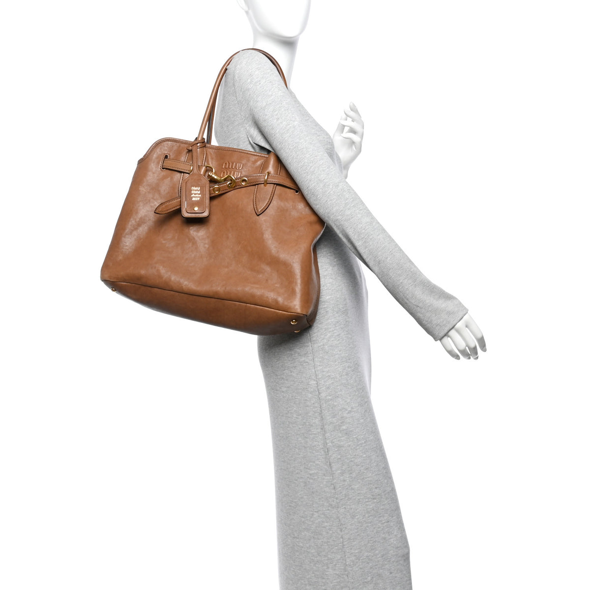 Miu Miu Nappa Aviator Medium Aventure Bag Rovere 2 of 12