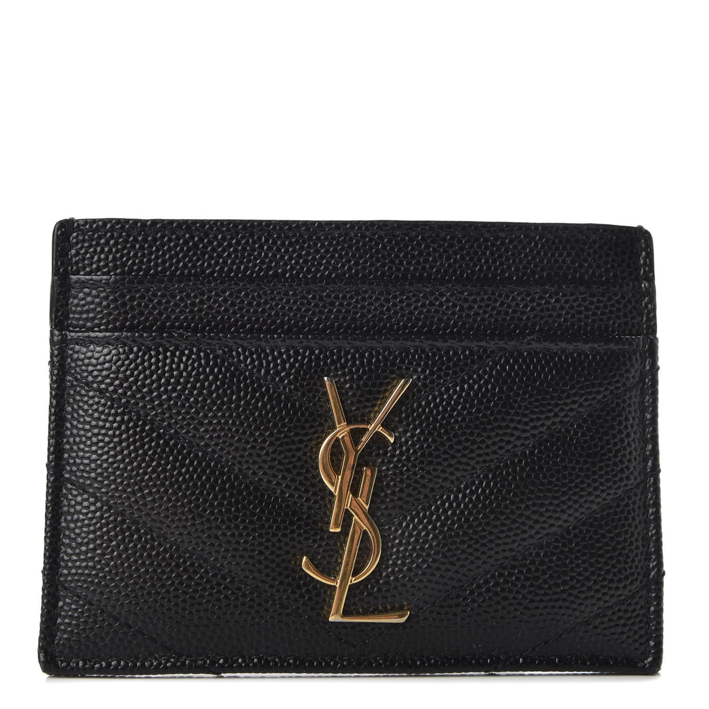 Grain De Poudre Matelasse Chevron Monogram Credit Card Case Black