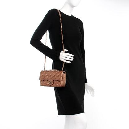 Chanel Iridescent Goatskin Quilted Small CC Eyelet Flap Copper 2 of 11