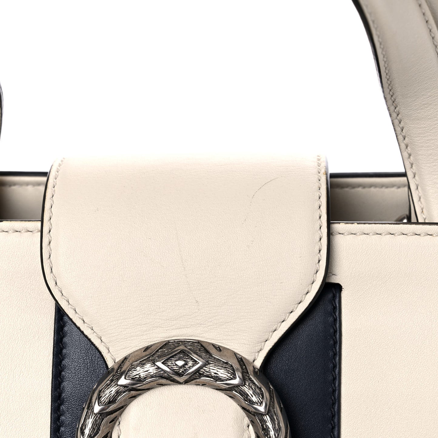 Calfskin Web Stripe Medium Dionysus Tote Bag White