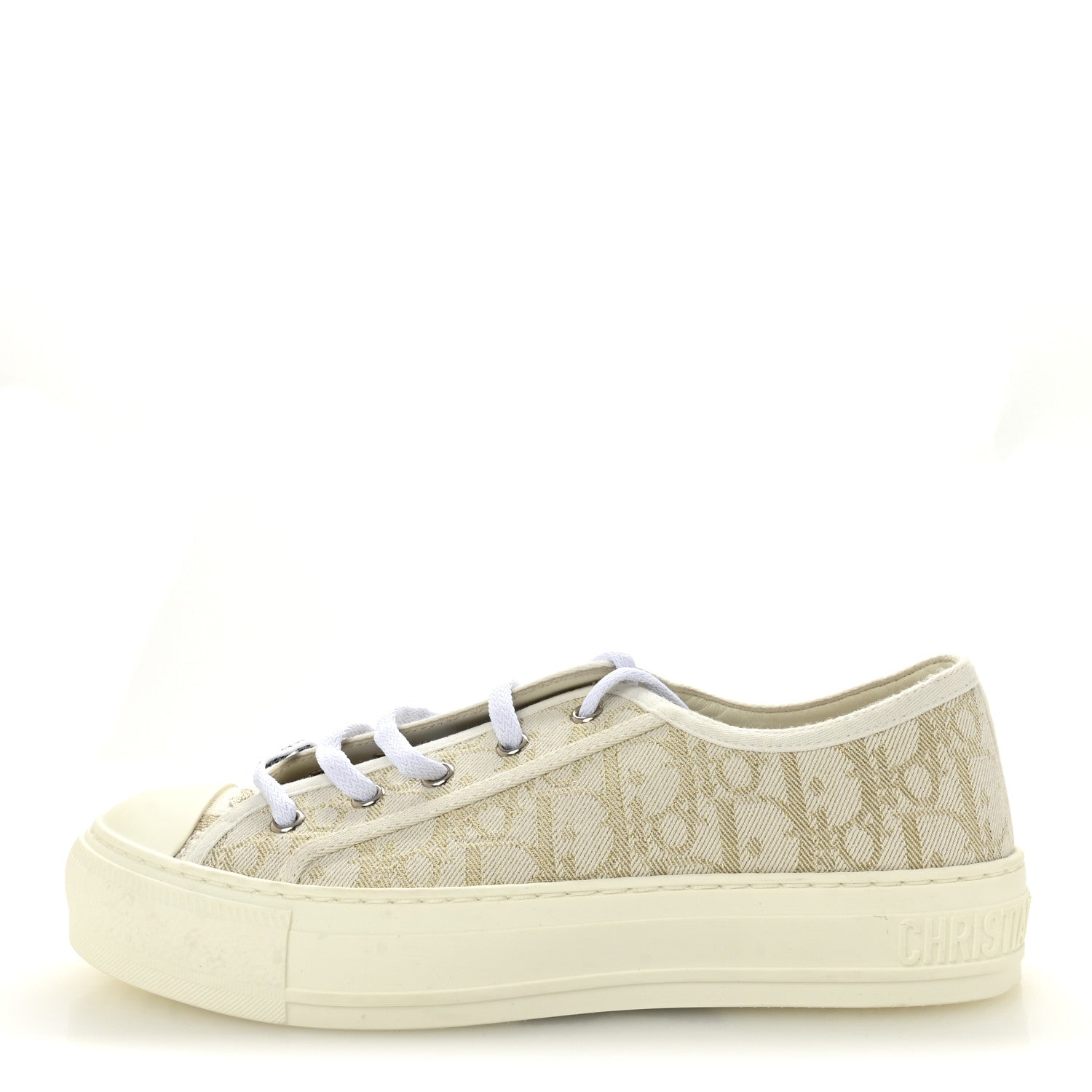 Christian Dior Canvas Oblique Walk'N'Dior Low Top Sneakers 37 Pale Gold 1 of 9