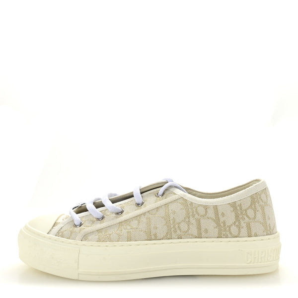 Christian Dior Canvas Oblique Walk'N'Dior Low Top Sneakers 37 Pale