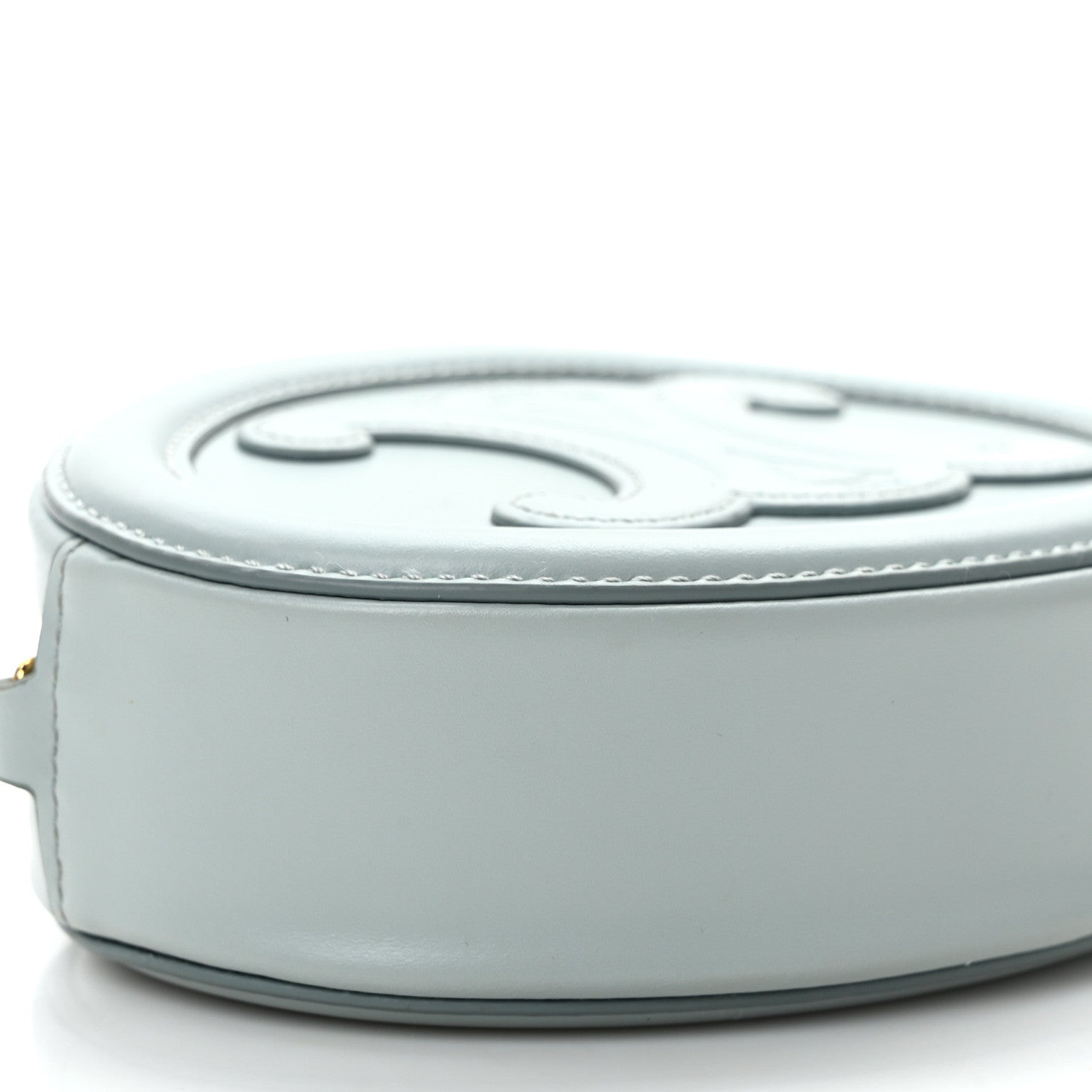 Celine Smooth Calfskin Cuir Small Triomphe Oval Crossbody Purse Soft Blue 9 of 10