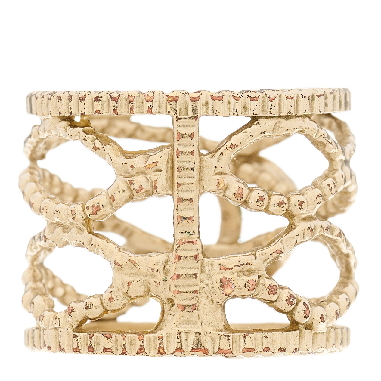 Chanel Metal CC Wide Ring 51 5.75 Gold 3 of 4