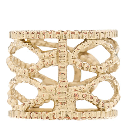 Chanel Metal CC Wide Ring 51 5.75 Gold 3 of 4