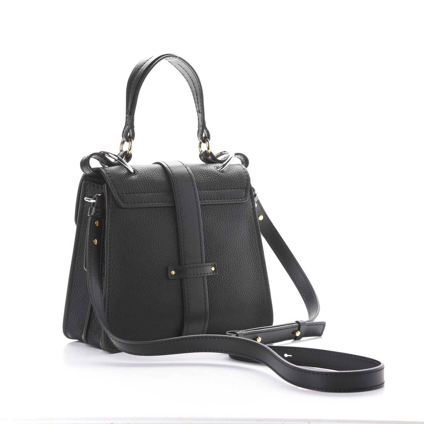 Shiny Grained Calfskin Small Aby Day Shoulder Bag Black
