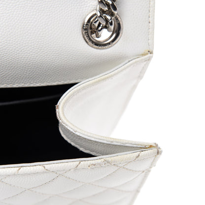 Saint Laurent Grain De Poudre Textured Mixed Matelasse Medium Triquilt Monogram Satchel Blanc Vintage 11 of 15