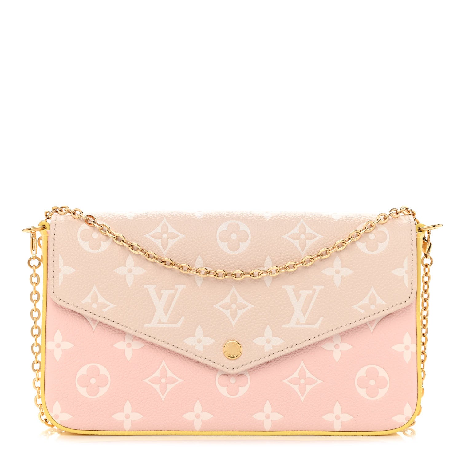 Louis Vuitton Empreinte Spring in the City Felicie Pochette Chain Wallet Pink Beige Yellow 3 of 10