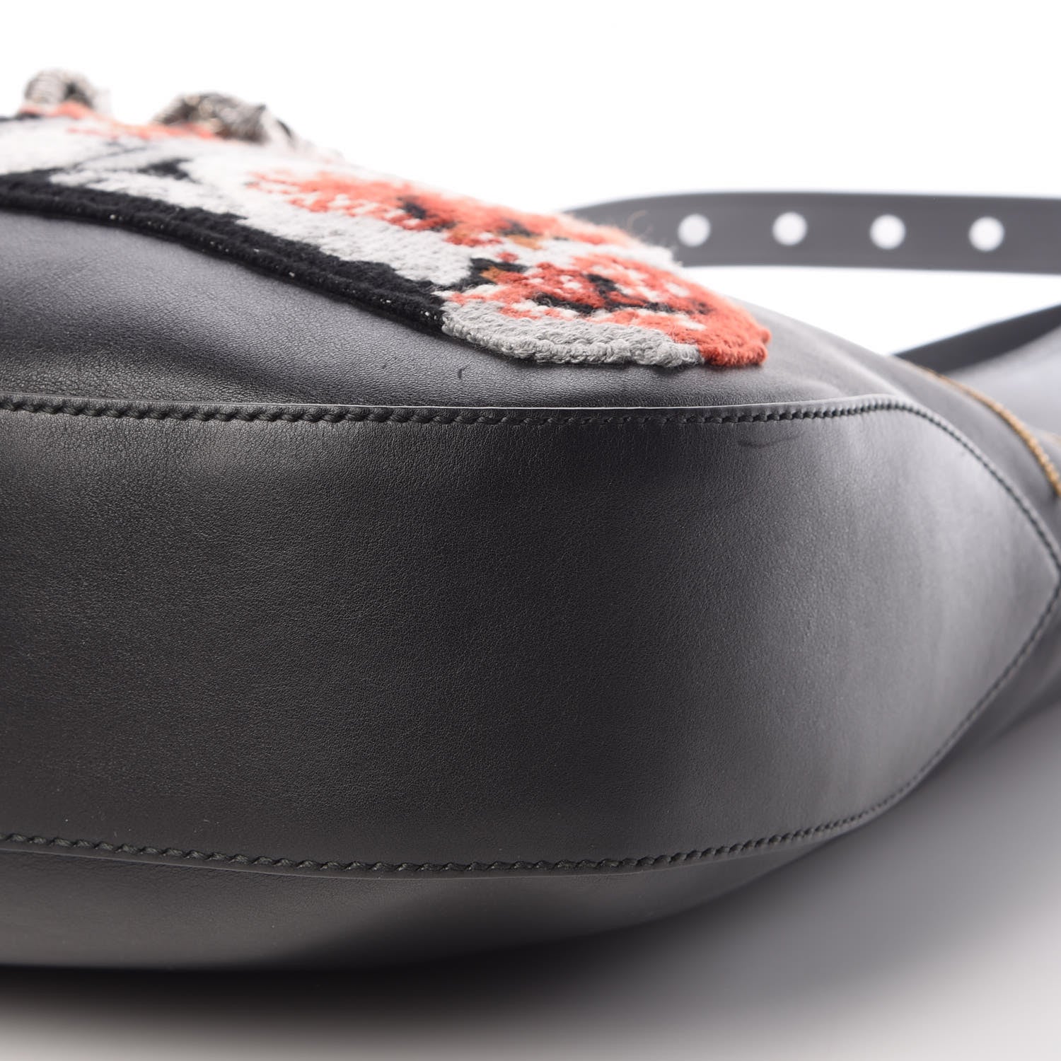 Gucci Calfskin Dog Embroidered Extra Large Dionysus Hobo Black 9 of 9