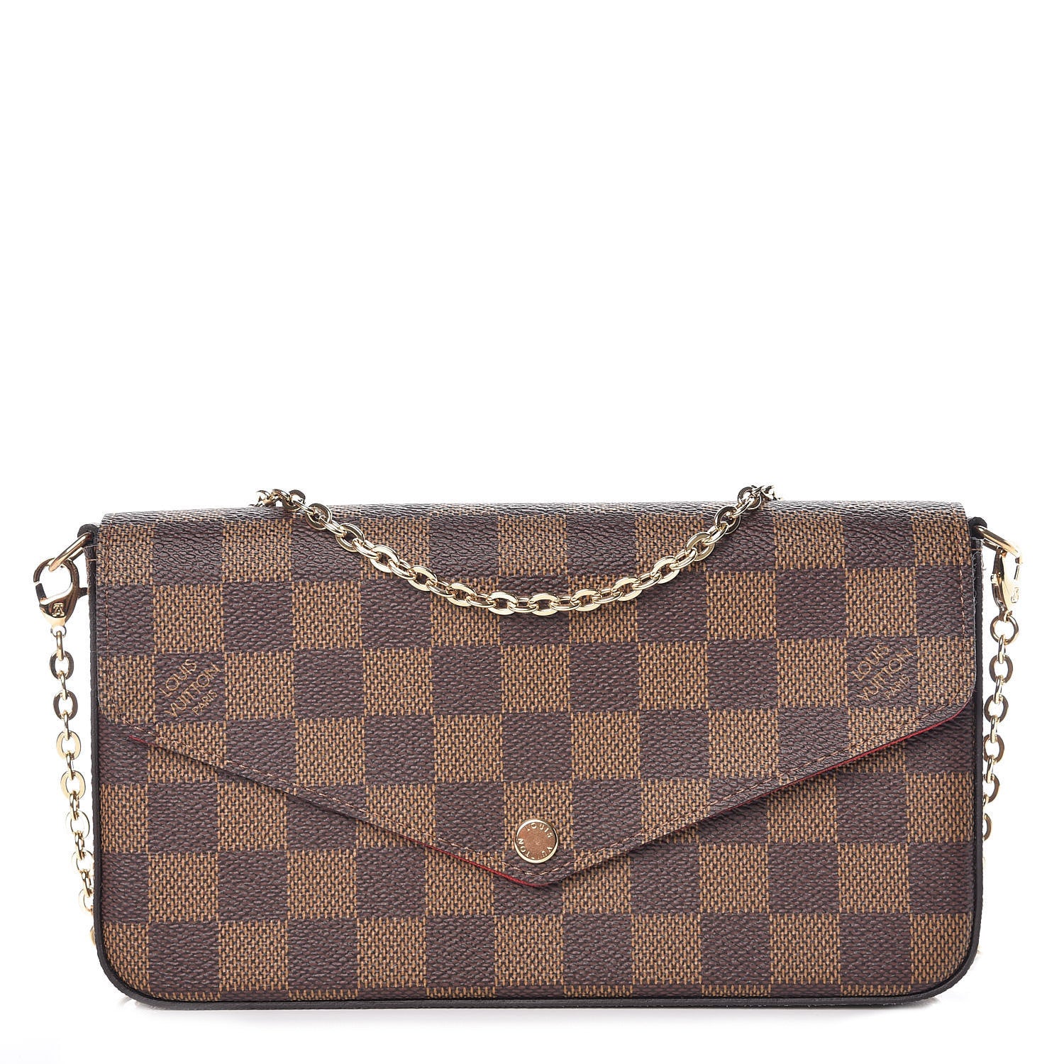 Louis Vuitton Damier Ebene Pochette Felicie Chain Wallet 1 of 13