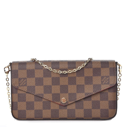 Louis Vuitton Damier Ebene Pochette Felicie Chain Wallet 1 of 13
