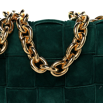 Bottega Veneta Suede Maxi Intrecciato Padded Chain Cassette Crossbody Bag Emerald Green 10 of 12
