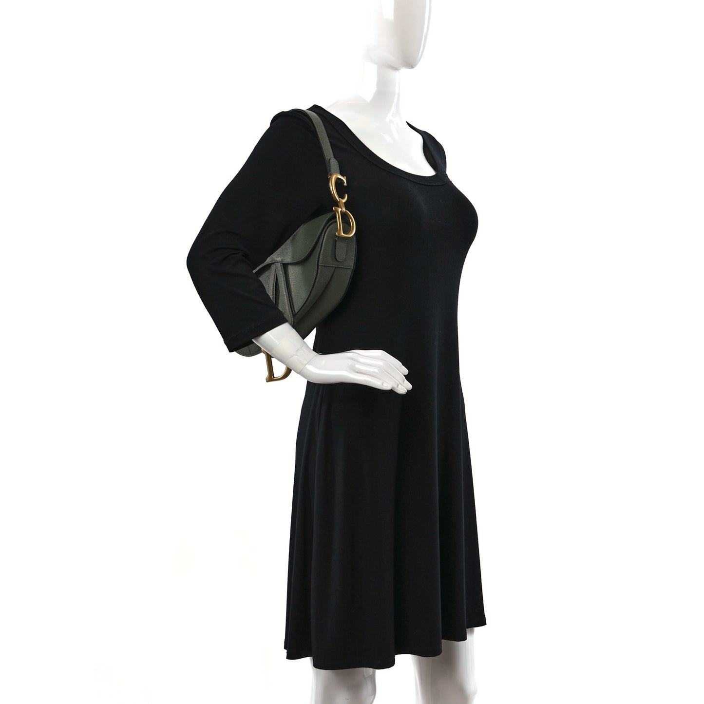 Grained Calfskin Saddle Bag With Strap Sage