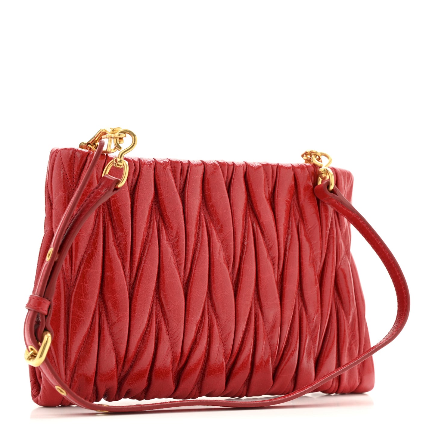 Nappa Matelasse Crossbody Clutch Rubino