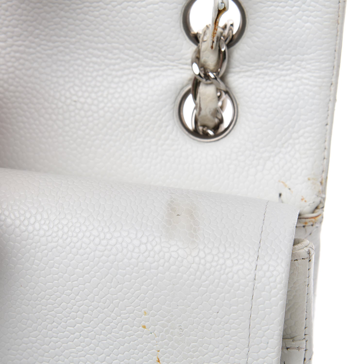 Chanel Caviar Quilted Medium Double Flap White 13 of 24