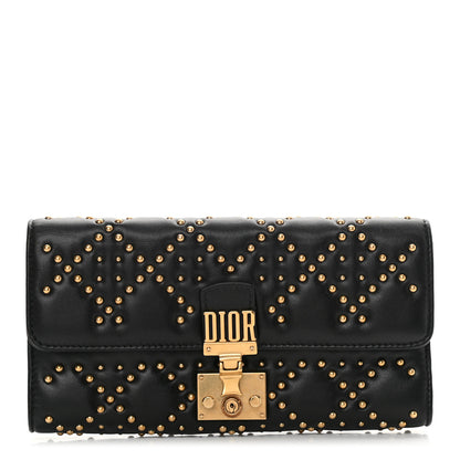 Christian Dior Lambskin Cannage Studded Dioraddict Wallet on Chain Black 1 of 10