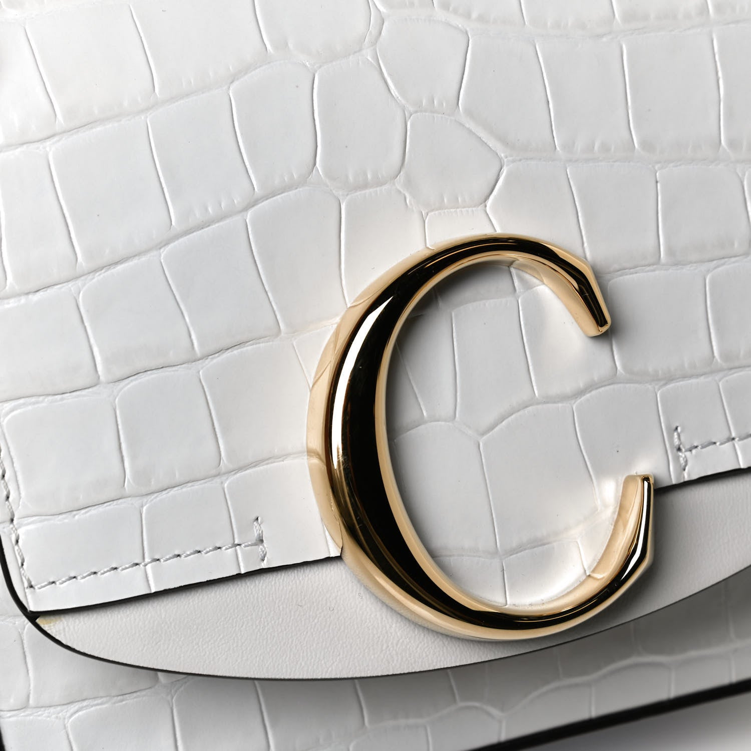 Chloe Calfskin Crocodile Embossed Mini C Double Carry Brilliant White 11 of 12
